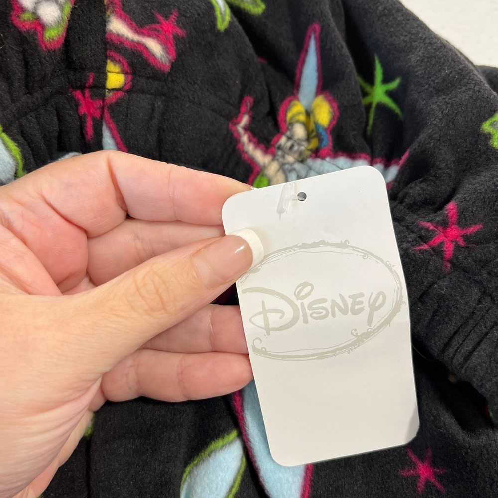 Disney Tinker Bell Pajama Pants Womens 3X Black Fleece Peter Pan Sleepwear - Picture 2 of 10